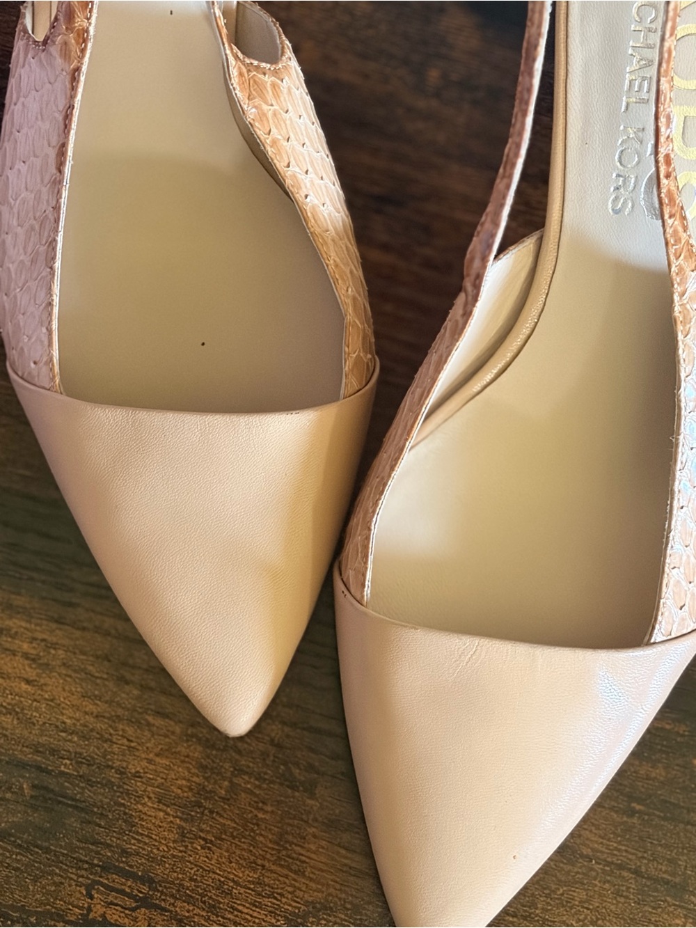 Nude Pointed Toe Slingback Kitten Heels - Picture 3 of 8